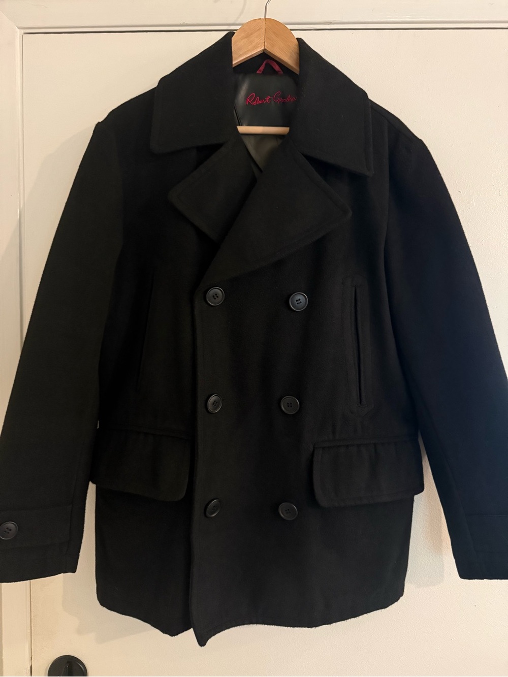 Robert Graham Black Double Breasted Peacoat S